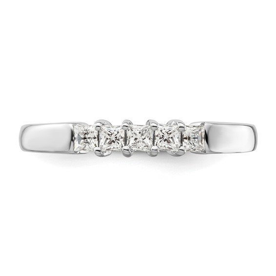 14K White Gold 5-Stone Shared Prong (Holds 5-2.2mm Princess) Diamond Band Mounting