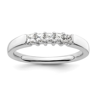 14K White Gold 5-Stone Shared Prong (Holds 5-2.2mm Princess) Diamond Band Mounting