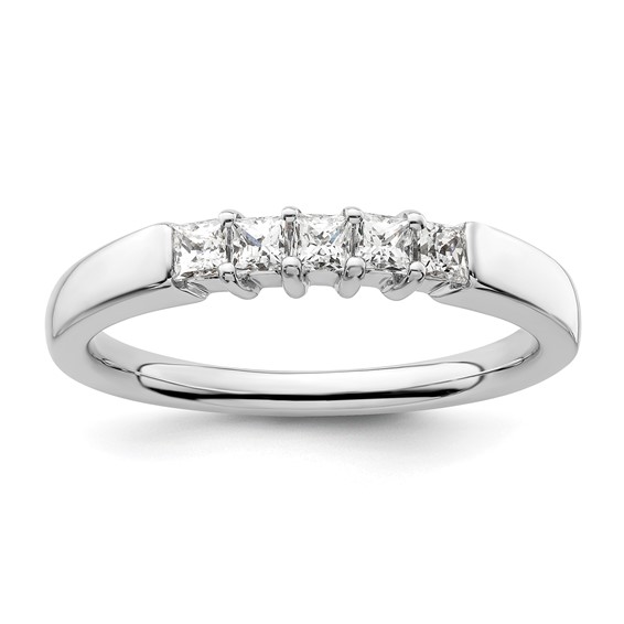 14K White Gold 5-Stone Shared Prong (Holds 5-2.2mm Princess) Diamond Band Mounting