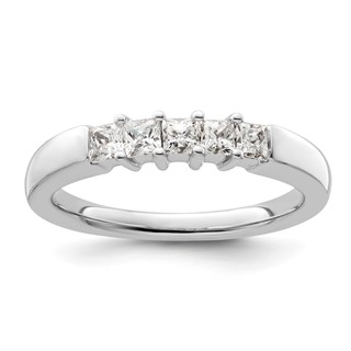 14K White Gold 5-Stone Shared Prong (Holds 5-2.5mm Princess) Diamond Band Mounting