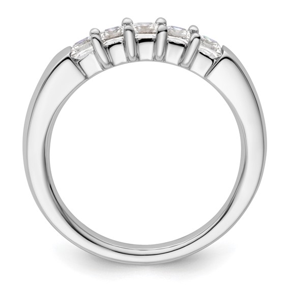 14K White Gold 5-Stone Shared Prong (Holds 5-2.8mm Princess) Diamond Band Mounting