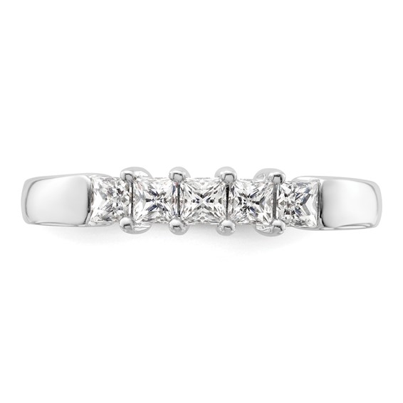 14K White Gold 5-Stone Shared Prong (Holds 5-2.8mm Princess) Diamond Band Mounting