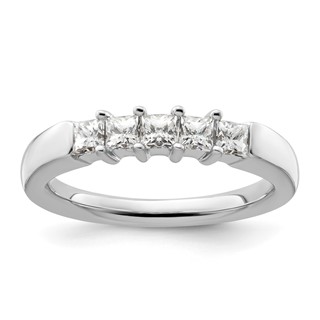 14K White Gold 5-Stone Shared Prong (Holds 5-2.8mm Princess) Diamond Band Mounting