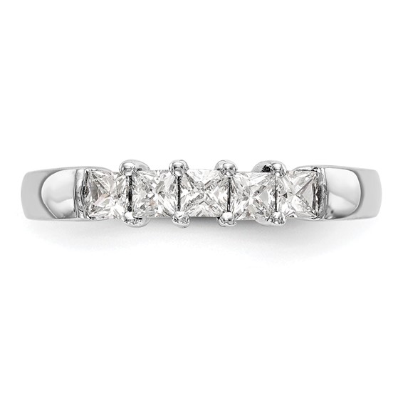 14K White Gold 5-Stone Shared Prong (Holds 5-3.2mm Princess) Diamond Band Mounting