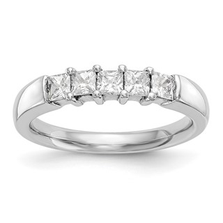14K White Gold 5-Stone Shared Prong (Holds 5-3.2mm Princess) Diamond Band Mounting