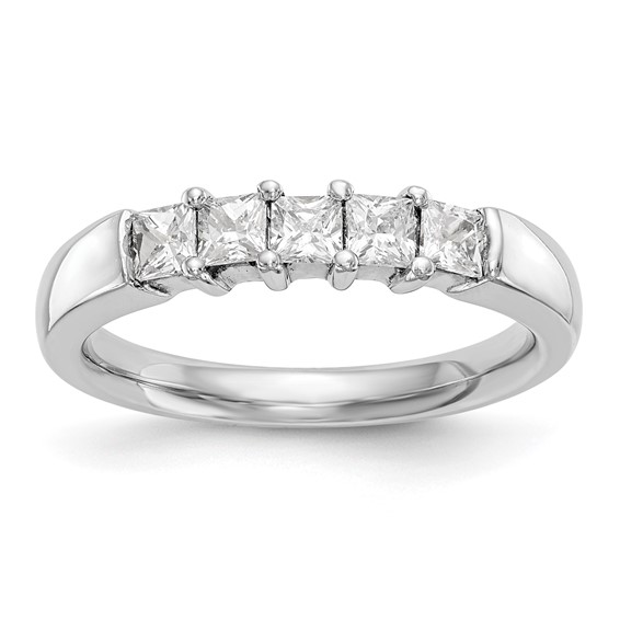 14K White Gold 5-Stone Shared Prong (Holds 5-3.2mm Princess) Diamond Band Mounting