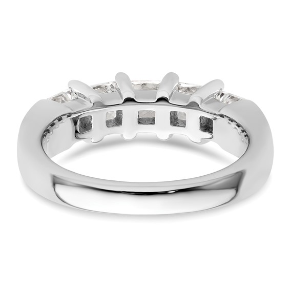 14K White Gold 5-Stone Shared Prong (Holds 5-3.8mm Princess) Diamond Band Mounting