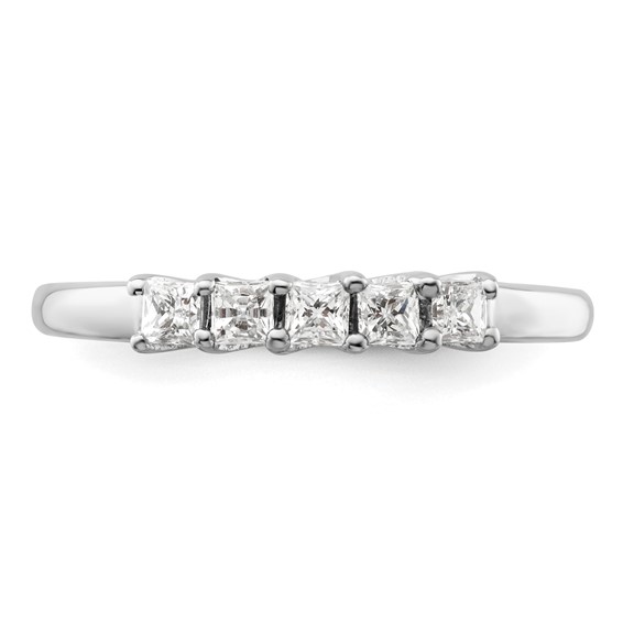 14K White Gold 5-Stone Shared Prong (Holds 5-2.2mm Princess) Diamond Band Mounting