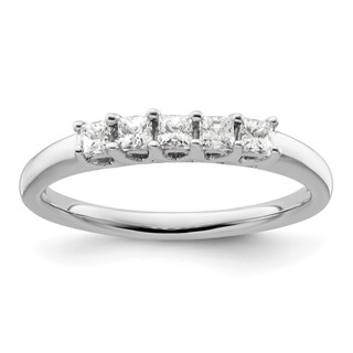 14K White Gold 5-Stone Shared Prong (Holds 5-2.2mm Princess) Diamond Band Mounting