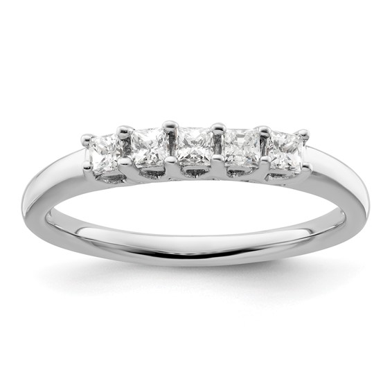14K White Gold 5-Stone Shared Prong (Holds 5-2.2mm Princess) Diamond Band Mounting
