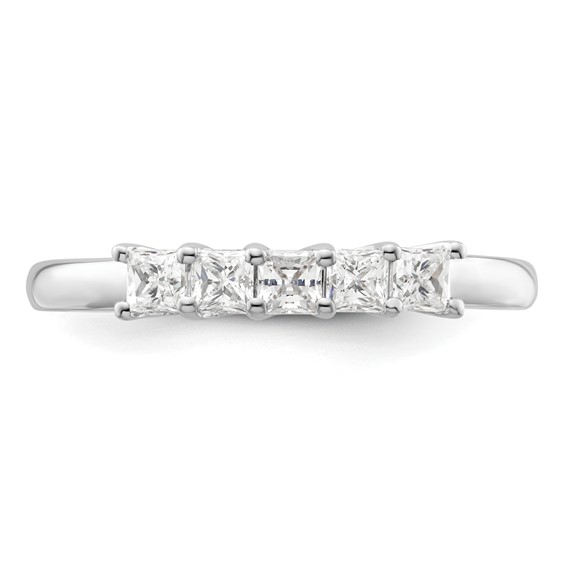 14K White Gold 5-Stone Shared Prong (Holds 5-2.5mm Princess) Diamond Band Mounting