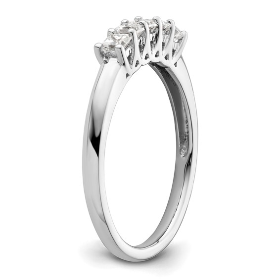 14K White Gold 5-Stone Shared Prong (Holds 5-2.5mm Princess) Diamond Band Mounting