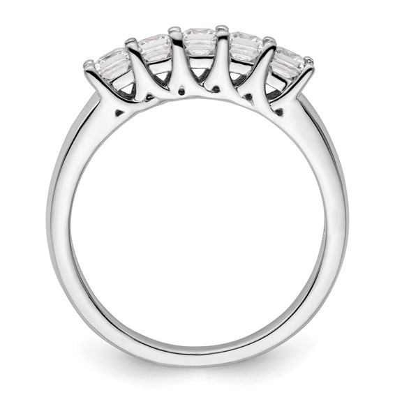 14K White Gold 5-Stone Shared Prong (Holds 5-2.8mm Princess) Diamond Band Mounting
