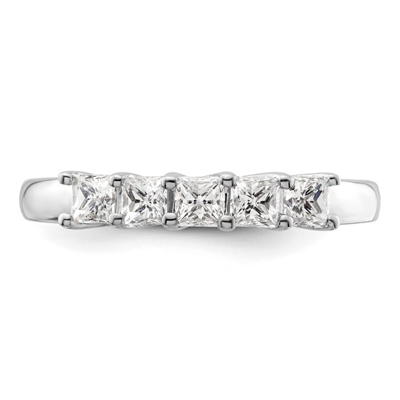 14K White Gold 5-Stone Shared Prong (Holds 5-2.8mm Princess) Diamond Band Mounting