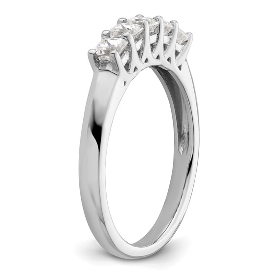 14K White Gold 5-Stone Shared Prong (Holds 5-2.8mm Princess) Diamond Band Mounting