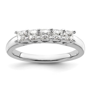 14K White Gold 5-Stone Shared Prong (Holds 5-2.8mm Princess) Diamond Band Mounting