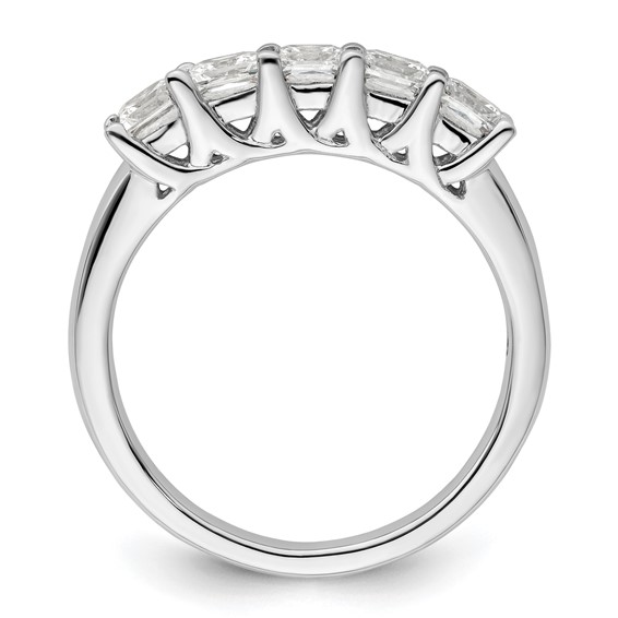 14K White Gold 5-Stone Shared Prong (Holds 5-3.5mm Princess) Diamond Band Mounting