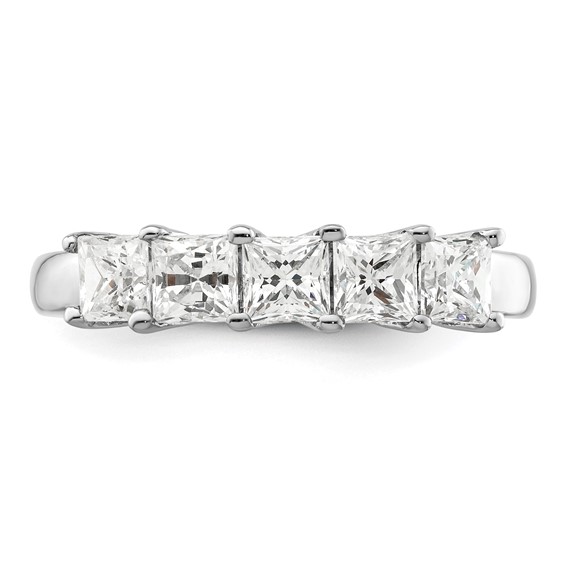 14K White Gold 5-Stone Shared Prong (Holds 5-3.5mm Princess) Diamond Band Mounting