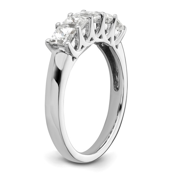 14K White Gold 5-Stone Shared Prong (Holds 5-3.5mm Princess) Diamond Band Mounting