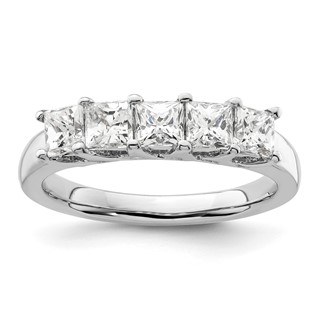 14K White Gold 5-Stone Shared Prong (Holds 5-3.5mm Princess) Diamond Band Mounting