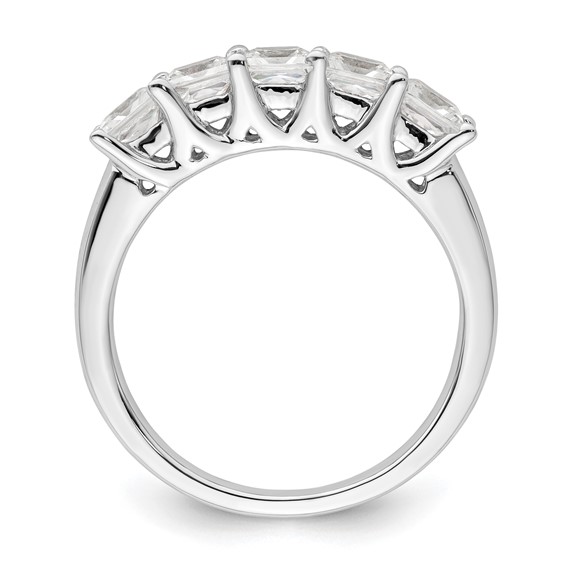 14K White Gold 5-Stone Shared Prong (Holds 5-3.8mm Princess) Diamond Band Mounting