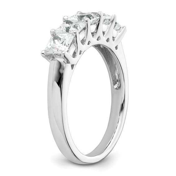 14K White Gold 5-Stone Shared Prong (Holds 5-3.8mm Princess) Diamond Band Mounting