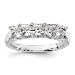 14K White Gold 5-Stone Shared Prong (Holds 5-3.8mm Princess) Diamond Band Mounting