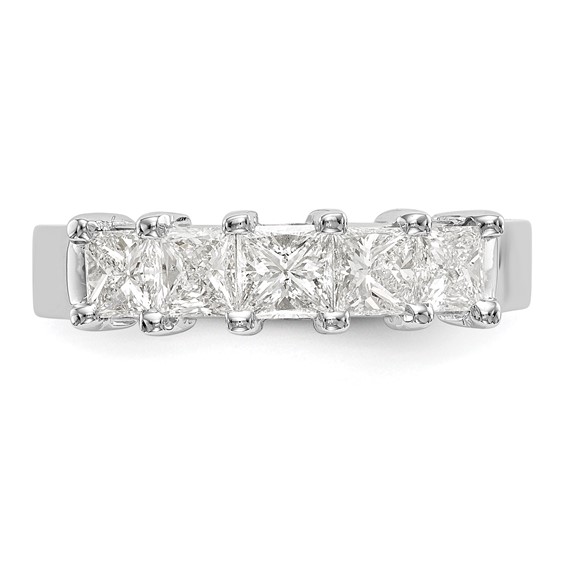 "14K White Gold 5-Stone Shared Prong (Holds 1-3.7, 2-3.6, 2-3.5mm Princess) Diamond Band Mounting"