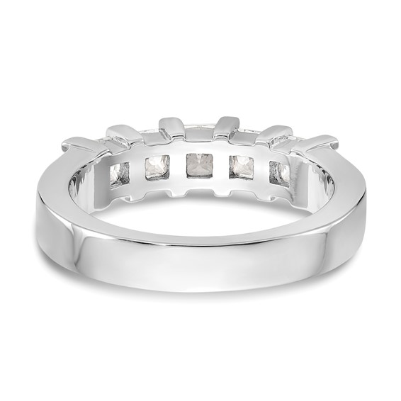 "14K White Gold 5-Stone Shared Prong (Holds 1-3.7, 2-3.6, 2-3.5mm Princess) Diamond Band Mounting"