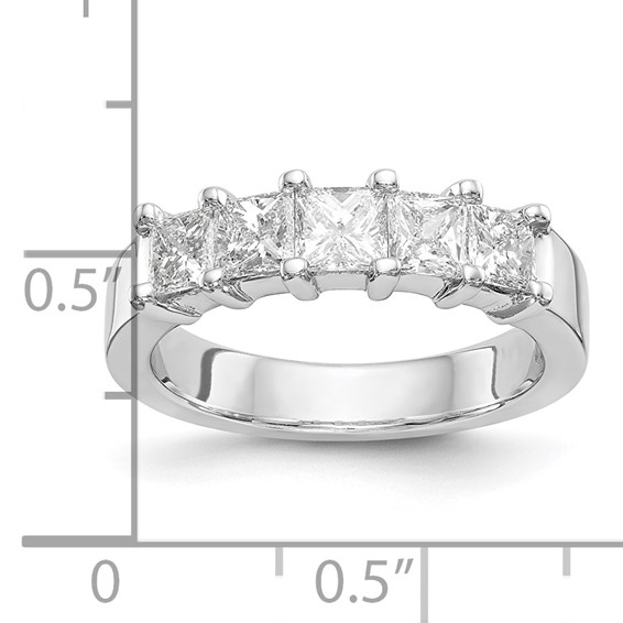 "14K White Gold 5-Stone Shared Prong (Holds 1-3.7, 2-3.6, 2-3.5mm Princess) Diamond Band Mounting"