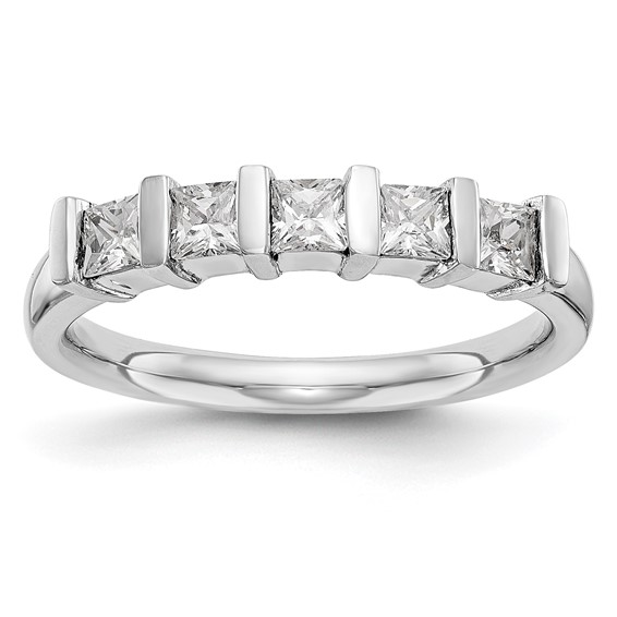 14K White Gold 5-Stone Half-Bezel (Holds 5-3.2mm Princess) Diamond Band Mounting