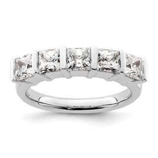 14K White Gold 5-Stone Half-Bezel (Holds 5-3.8mm Princess) Diamond Band Mounting