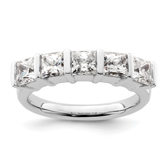 14K White Gold 5-Stone Half-Bezel (Holds 5-3.8mm Princess) Diamond Band Mounting