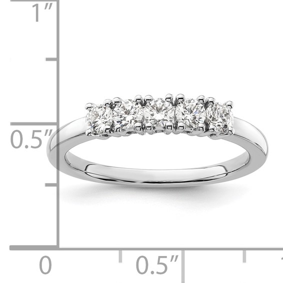 14K White Gold 5-Stone Prong-Set (Holds 5-2.9mm Round) Diamond Band Mounting