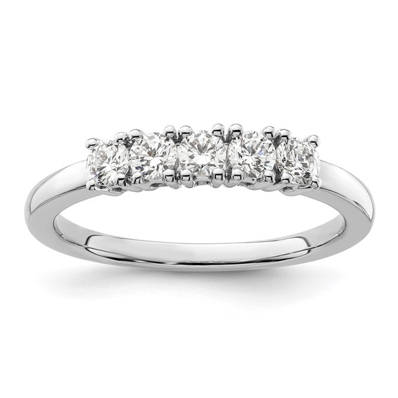 14K White Gold 5-Stone Prong-Set (Holds 5-2.9mm Round) Diamond Band Mounting