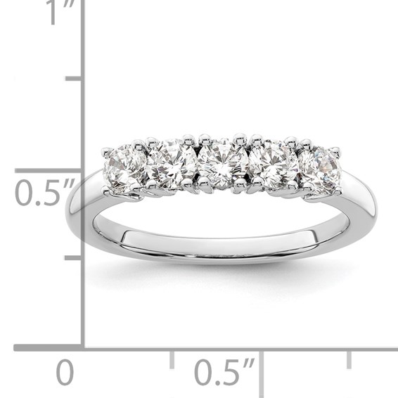 14K White Gold 5-Stone Prong-Set (Holds 5-3.4mm Round) Diamond Band Mounting