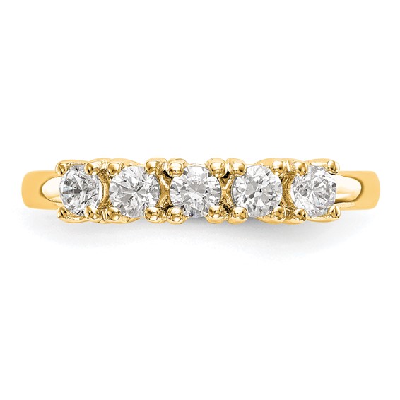 14K Yellow Gold 5-Stone Prong-Set (Holds 5-3.8mm Round) Diamond Band Mounting
