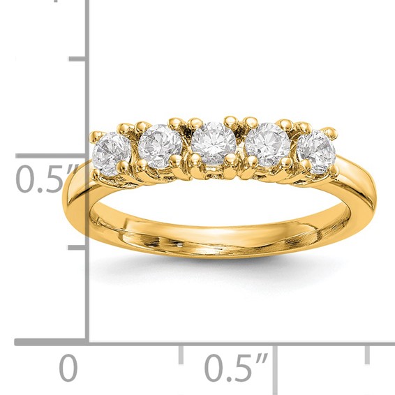 14K Yellow Gold 5-Stone Prong-Set (Holds 5-3.8mm Round) Diamond Band Mounting