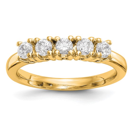 14K Yellow Gold 5-Stone Prong-Set (Holds 5-3.8mm Round) Diamond Band Mounting