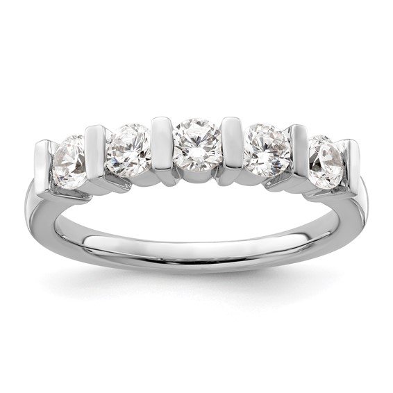 14K White Gold 5-Stone Half-Bezel (Holds 5-3.4mm Round) Diamond Band Mounting