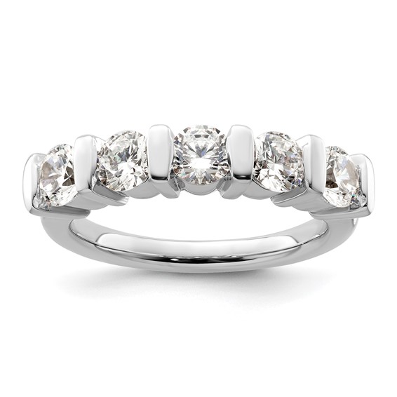 14K White Gold 5-Stone Half-Bezel (Holds 5-4.3mm Round) Diamond Band Mounting