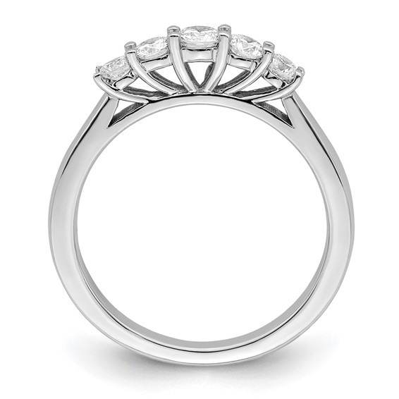 "14K White Gold 5-Stone Shared Prong (Holds 1-3.4, 2-2.6, 2-2.9mm Round) Diamond Band Mounting"
