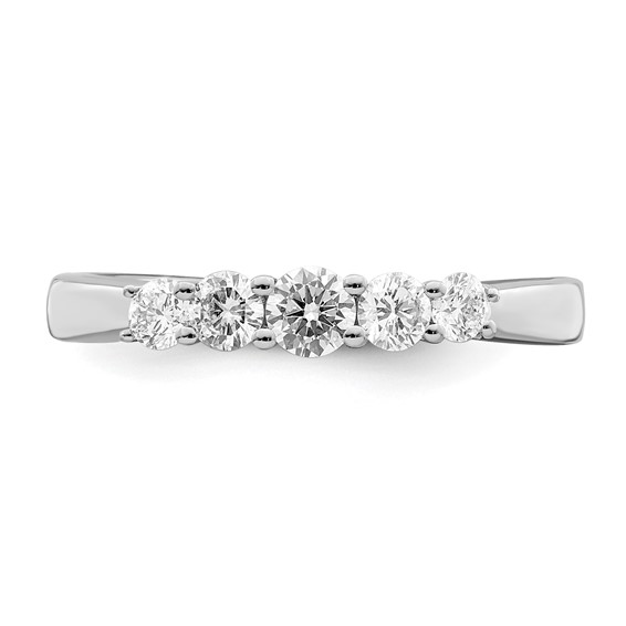 "14K White Gold 5-Stone Shared Prong (Holds 1-3.4, 2-2.6, 2-2.9mm Round) Diamond Band Mounting"