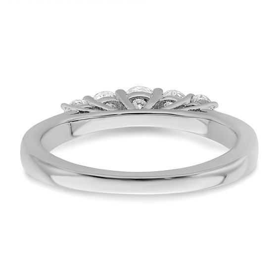 "14K White Gold 5-Stone Shared Prong (Holds 1-3.4, 2-2.6, 2-2.9mm Round) Diamond Band Mounting"