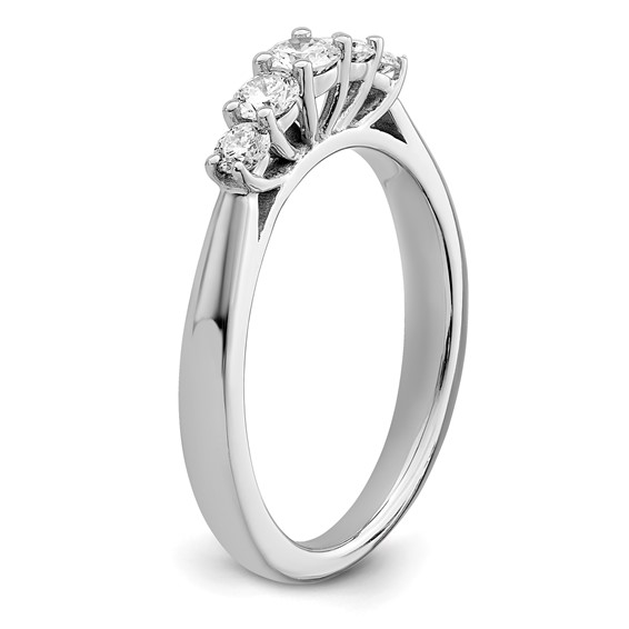"14K White Gold 5-Stone Shared Prong (Holds 1-3.4, 2-2.6, 2-2.9mm Round) Diamond Band Mounting"