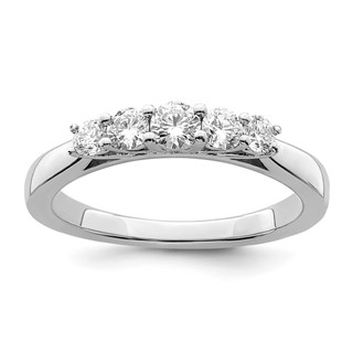 "14K White Gold 5-Stone Shared Prong (Holds 1-3.4, 2-2.6, 2-2.9mm Round) Diamond Band Mounting"