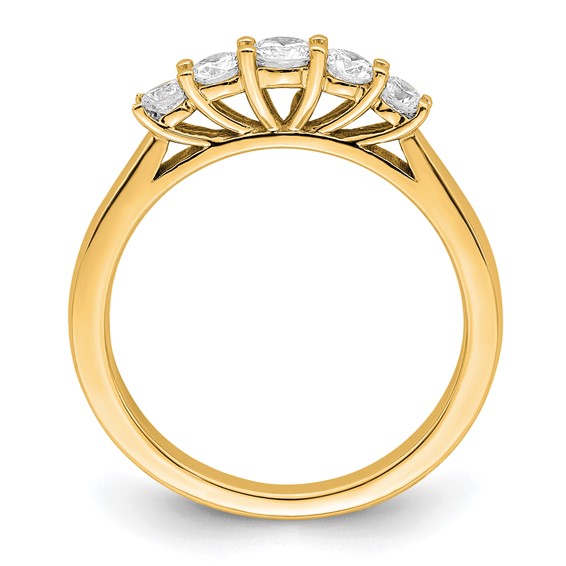 "14K Yellow Gold 5-Stone Shared Prong (Holds 1-3.4, 2-2.6, 2-2.9mm Round) Diamond Band Mounting"
