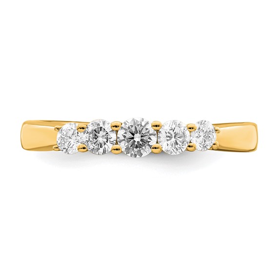 "14K Yellow Gold 5-Stone Shared Prong (Holds 1-3.4, 2-2.6, 2-2.9mm Round) Diamond Band Mounting"