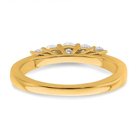 "14K Yellow Gold 5-Stone Shared Prong (Holds 1-3.4, 2-2.6, 2-2.9mm Round) Diamond Band Mounting"