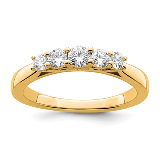 "14K Yellow Gold 5-Stone Shared Prong (Holds 1-3.4, 2-2.6, 2-2.9mm Round) Diamond Band Mounting"